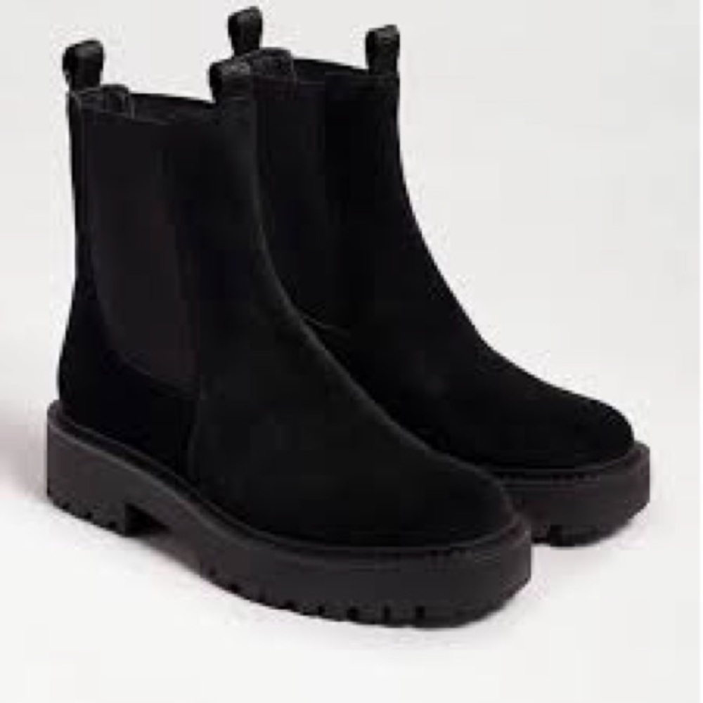 Sam Edelman Laguna Black Suede Chelsea Boots Sz 8